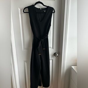Tommy Hilfiger Black Sleeveless V-Neck Jumpsuit with Waist Tie